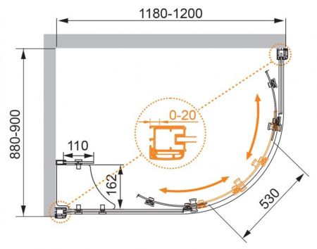 Душевой уголок CEZARES ANIMA RH-2, артикул ANIMA-W-RH-2-120/100-C-Cr-R