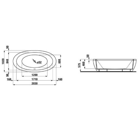 Laufen Alessi One Ванна 2030x1020x460мм, свободностоящая, БЕЗ слив-перелива, с каркасом и панелью, мат-л: акрил, цвет: белый (1шт одижаем к 25/12), артикул 2.4197.0.000.000.1