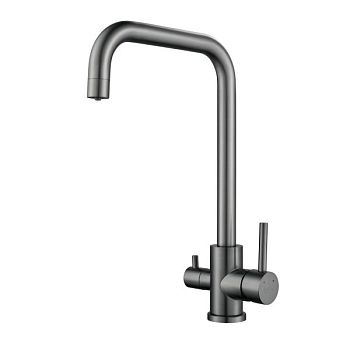 Смеситель для кухни с подключением фильтра воды Raffine F118T, оружейная сталь