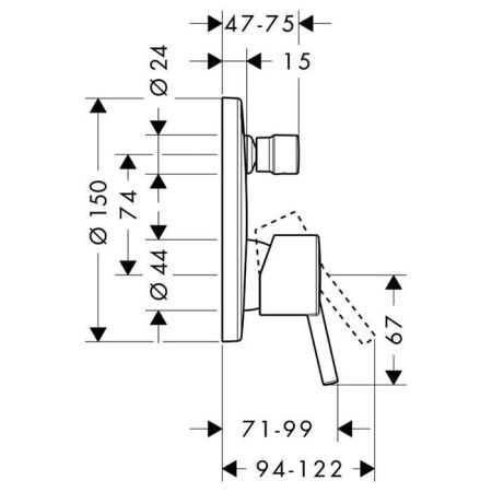HG Talis S Смеситель для ванны, встраиваемый, переключатель вакумный, внешняя часть, цвет: хром