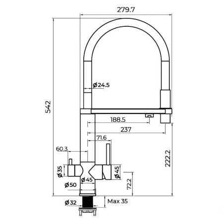 Смеситель для кухни с подключением фильтра Knotlor SS-15, сатин, артикул SS-15
