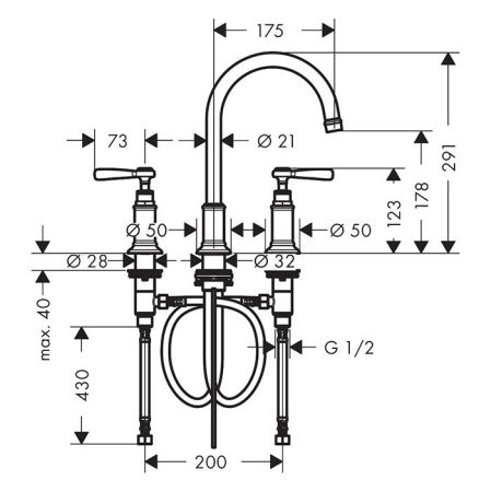 AX Mont.Смеситель для раковины180,3 отв.,сл.гар., цвет шлифованная медь, артикул 16514950
