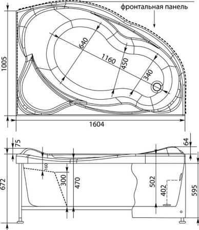 Акриловая ванна Aquanet Jamaica 160x100 R, артикул 00203987