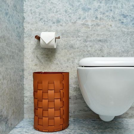 ADJ Корзина для мусора Bottega, D22xH35 см., цвет: коньяк/бордо, артикул 2035.09/30