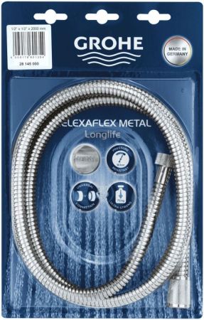 Душевой шланг GROHE Relexaflex Metal Longlife, металлический 2000 мм, хром (28145000), артикул 28145000