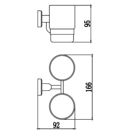 Стакан для ванной комнаты двойной Savol S-009568, хром, артикул S-009568