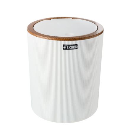 Ведро для мусора FIXSEN WHITE BOOM FX-412-6, белый/коричневый, артикул FX-412-6
