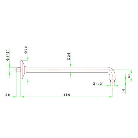 Nicolazzi Flag Кронштейн для верхнего душа 450мм, цвет хром, артикул 5600/7CR