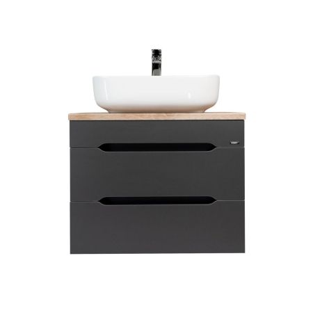 Тумба VIANT "Марсель" 2 ящика со столешницей L66 подвесная графит 502х664х516 (VMAR66NG-T2YP), артикул VMAR66NG-T2YP