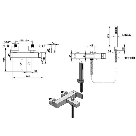 Bongio Stelth Смеситель для ванны, цвет хром, артикул 01526CR0D