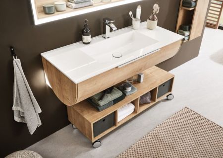 Puris Rounds, тумба с подсветкой под раковину (1 ящик) 1220 мм, цвет дуб натуральный, артикул SET29121B(785/185)