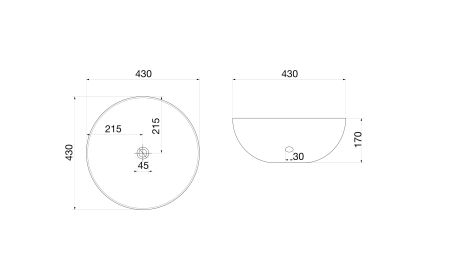 Раковина накладная белая круглая 430*430*170 (без ДК)