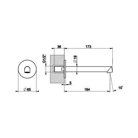 Gessi Ingranaggio Настенный излив, средней длины, цвет: хром