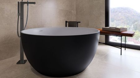 Zenon Biwa, круглая ванна из искусственного камня Solid Surface, Ø120xh55 см, цвет белый матовый, артикул 4000.000.000.000.31739