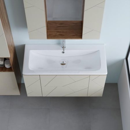 Тумба под раковину подвесная Бриклаер КРИСТАЛЛ латте, 100 см, артикул 4627125416897