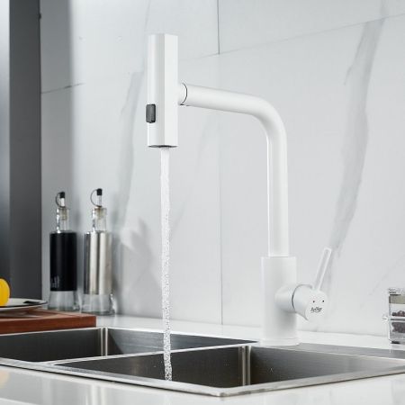 Смеситель для кухни с мультифункциональным изливом Raffine F203C, белый