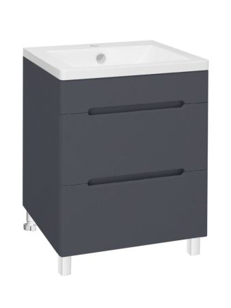 Тумба Runo Парма 60 2 ящика графит под умывальник УТ000001837 (Omega 60) (00-00001454), артикул 00-00001454