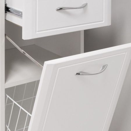 Шкаф пенал Runo Севилья 35 4620750021788 с бельевой корзиной Белый, артикул 4620750021788