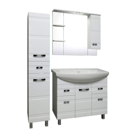 Зеркало со шкафом Runo Турин 85 4620750026714 с подсветкой Белое, артикул 4620750026714