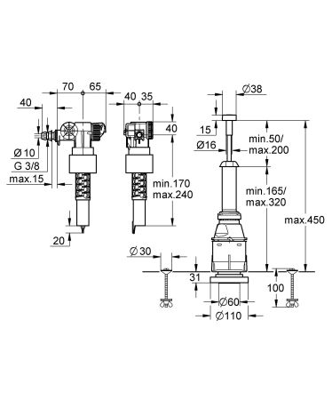 Смывной клапан для подключения сбоку GROHE (37078PI0)