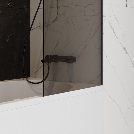 Шторка на ванну 60х140 см Maretti Marta MA41F6014098-560, профиль черный, артикул MA41F6014098-560