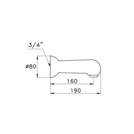 Stella Roma Настенный излив для ванны 0/250, цвет: хром, артикул RM 09000 CR00