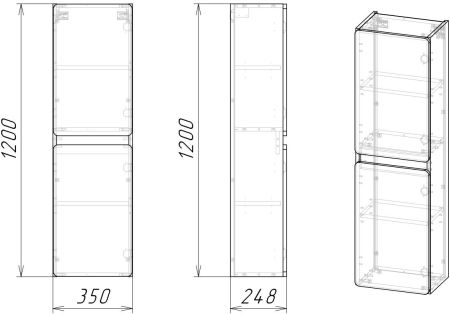 Шкаф-пенал подвесной "Корделия 35", универсальный, белый, артикул SP-00001041