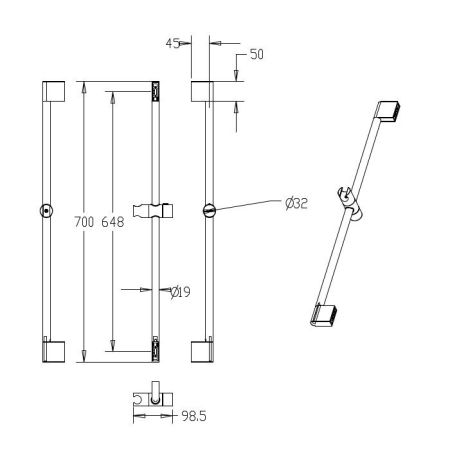 Душевая штанга Milardo 0807000M17 хром, артикул 0807000M17