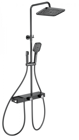 Душевая система с техническим душем WONZON & WOGHAND Shelf, Темный графит (WW-B4161-BGG), артикул WW-B4161-BGG