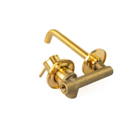 Emmevi Filobrass, встраиваемый в стену однорычажный (со стержнем) смеситель для раковины, без донного клапана, цвет зачищенное золото, артикул 85155/ORS