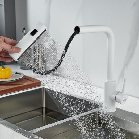 Смеситель для кухни с мультифункциональным изливом Raffine F203C, белый