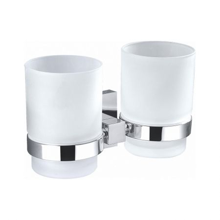 Два стакана для зубных щеток с держателем WONZON & WOGHAND POLO, Хром (WW-8928), артикул WW-8928