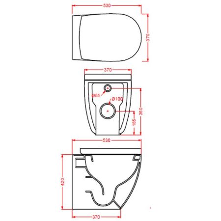 Artceram FILE 2.0 Унитаз напольный 53х37хh42см, безободковый, слив универсальный, с крепежом, цвет: matera