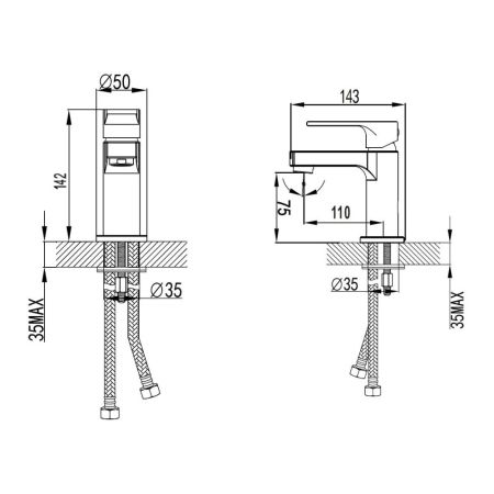 Смеситель для раковины D-Lin D110369, хром