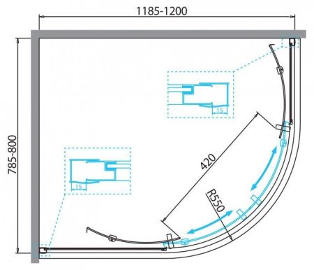 Душевой уголок BELBAGNO DUE-RH-2, артикул DUE-RH-2-120/80-C-Cr