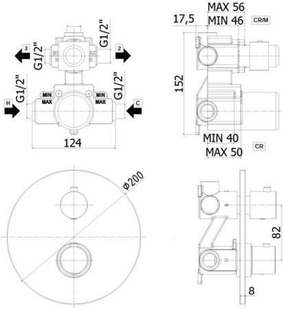 Смеситель для душа Paffoni Light LIQ018NO (с внутренней частью), артикул LIQ018NO