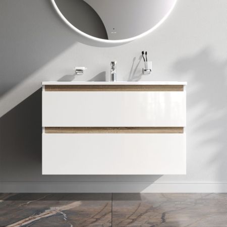 M85AFHX1002WG X-Joy, База под раковину, подвесная, 100 см, 2 ящика, белый глянец, артикул M85AFHX1002WG