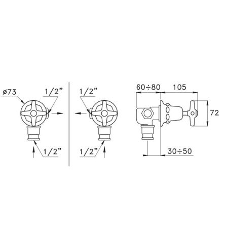Stella Italica Угловой кран 0/152, цвет: хром, артикул IT 01101 CR00