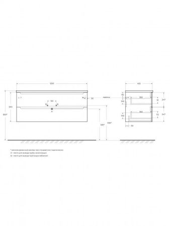 ETNA База под раковину подвесная с двумя выкатными ящиками, с доводчиками, Еловый Матовый, 1000x455x500, ETNA-1000-2C-SO-VO, артикул ETNA-1000-2C-SO-VO