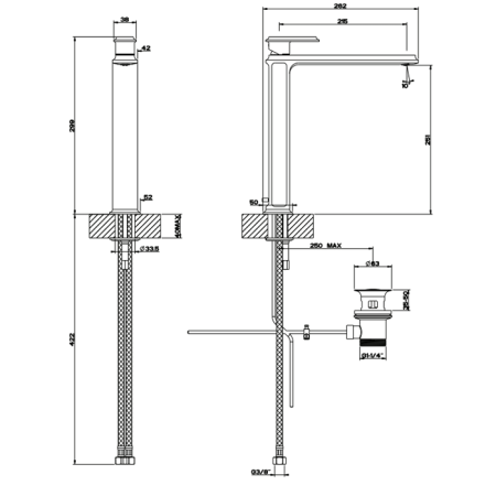 Gessi Eleganza Смеситель для раковины на 1 отверстие, высокий, с донным клапаном, цвет: золото