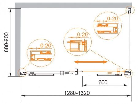 Душевой уголок CEZARES PREMIER-SOFT-AH-1, артикул PREMIER-SOFT-W-AH-1-140/80-C-Cr-IV