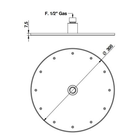 Bongio  Круглая душевая головка 300мм , Or Francais Mat, артикул 882HM00