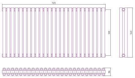 Отопительный радиатор ЭСТЕТ-00 н/ж 500х1125 / 25 сек (Матовый БЕЛЫЙ), артикул 30-0332-5025