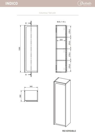 Комплект мебели Visobath Indico, 1000 мм, цвет бежевый матовый лак (Cotton-Valenti), артикул 76819/Cotton/In
