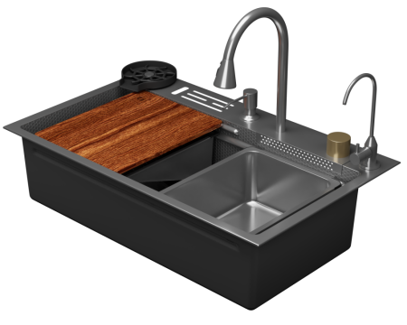 Кухонная мойка многофункц. DQ нерж.сталь сатин в комплекте со смесителем и аксессуарами (DKS754604), артикул DKS754604