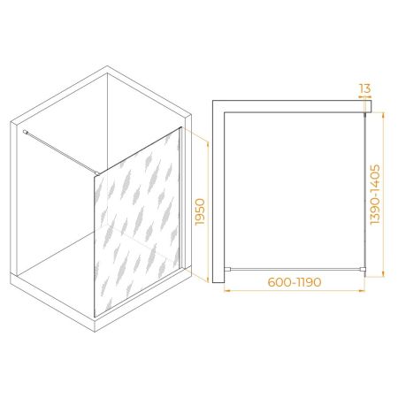 Душевая перегородка RGW WA-010 (Прозрачное, 1400), артикул 351001014-11