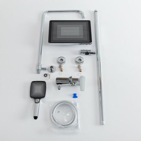 LINER-CVD-GM Душевая стойка со смесителем и изливом, исполнение оружейная сталь, артикул LINER-CVD-GM