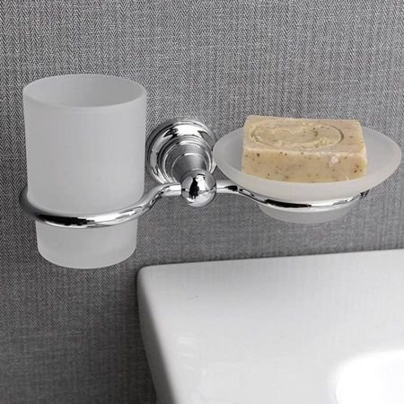 Комплект DIAMOND: Мыльница и стаканчик, с хромированным креплением, Sapho, артикул 1317-04