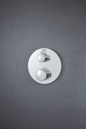Термостатический смеситель для душа GROHE Grohtherm с переключателем на 2 положения, внешняя часть, круглая розетка, хром (24076000), артикул 24076000