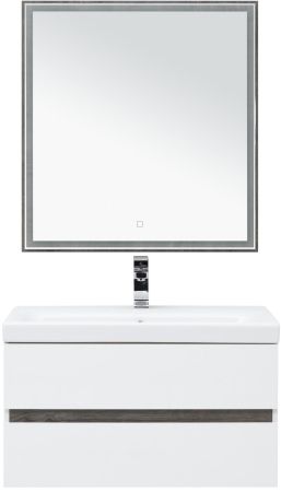 Мебель для ванной Aquanet Беркли 80 белый/дуб рошелье (зеркало дуб рошелье), артикул 00258969